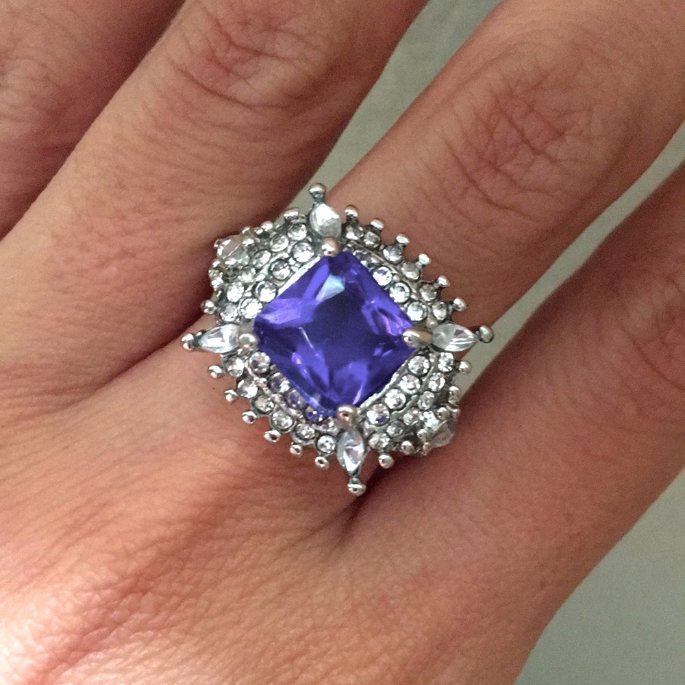 Gorgeous Blue Topaz With Halo white Sapphire Size7